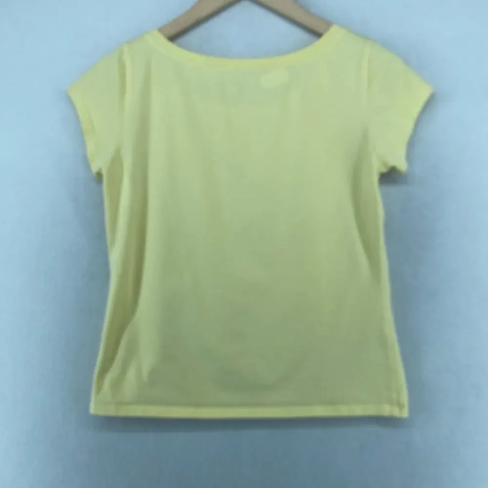 EILEEN FISHER Top S Stretch Organic Cotton Scoop Neck Cap Sleeve Yellow USA - Picture 2 of 13